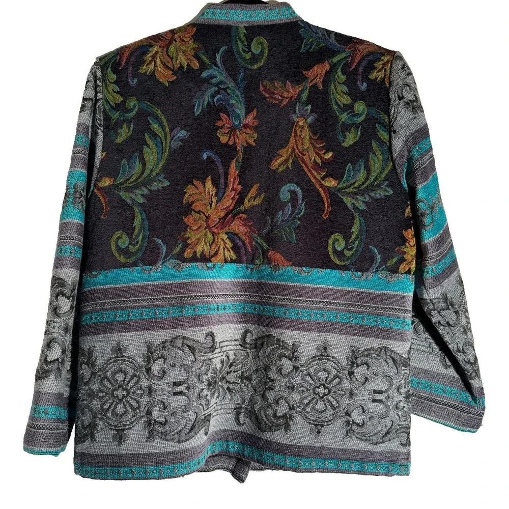Vtg Sag Harbor Tapestry Women's 8 Southwestern‎ Baroque Knit Coat Concho Buttons